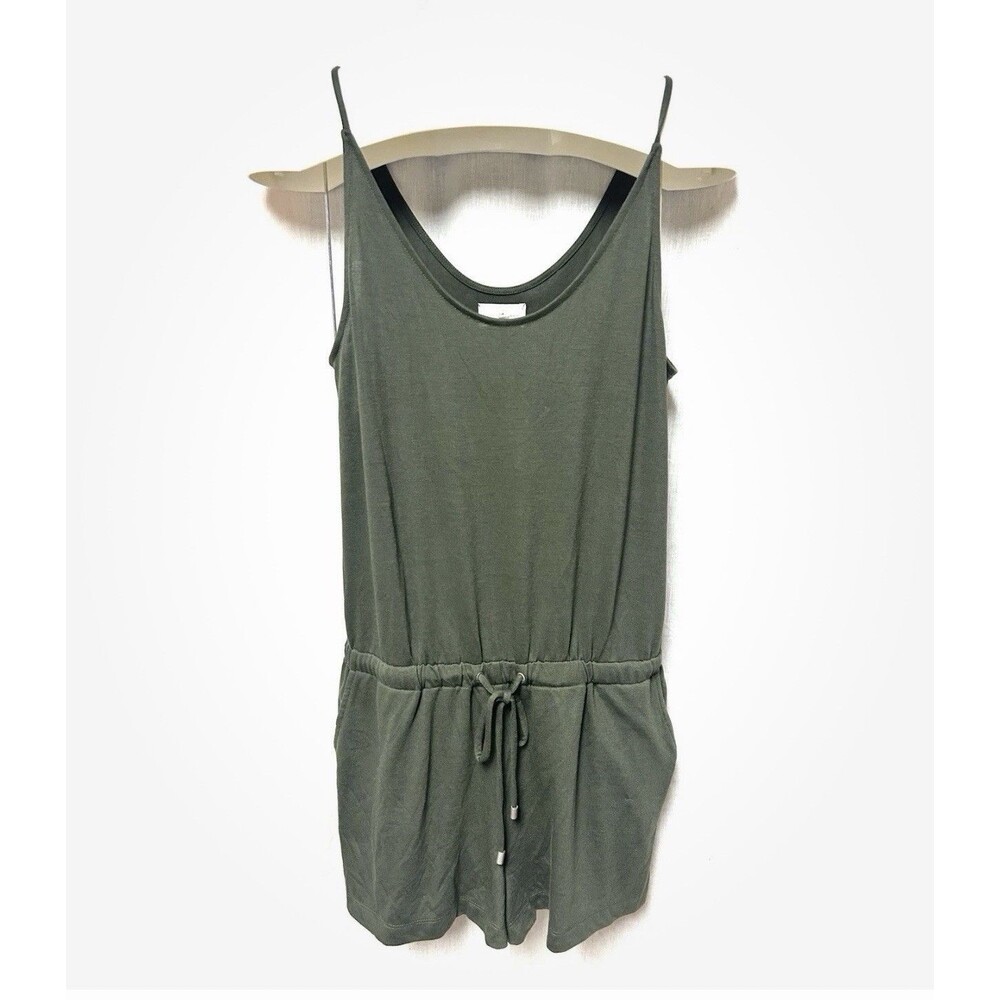 Lou & Grey Women’s Sleeveless Romper S Olive Green Spaghetti Straps Loungecore
